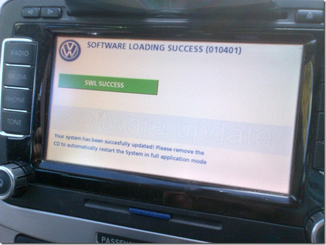 RNS 510 Final Update Screen