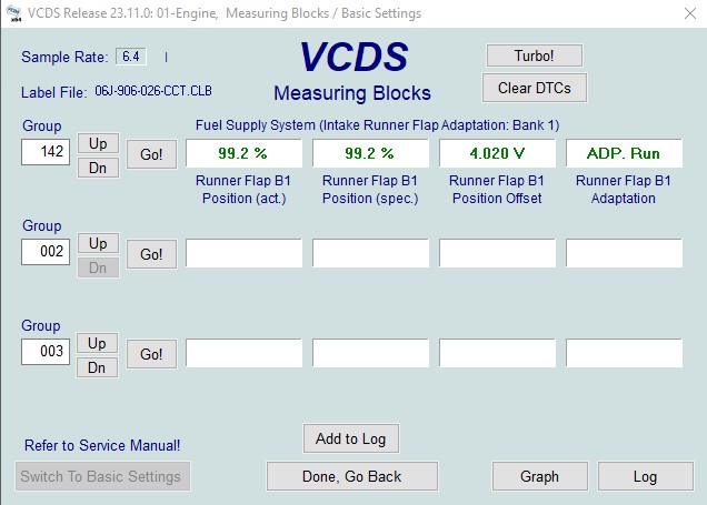Screenshot of VCDS Showing Adaptation Error