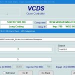 Audi RS3 dashboard with VCDS software interface on a laptop displaying coding options and parameters, highlighting the customization potential.