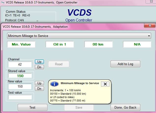 VCDS Adaptation Channels