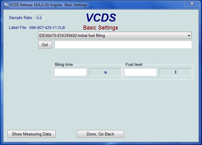 VCDS Basic Settings Initial Screen