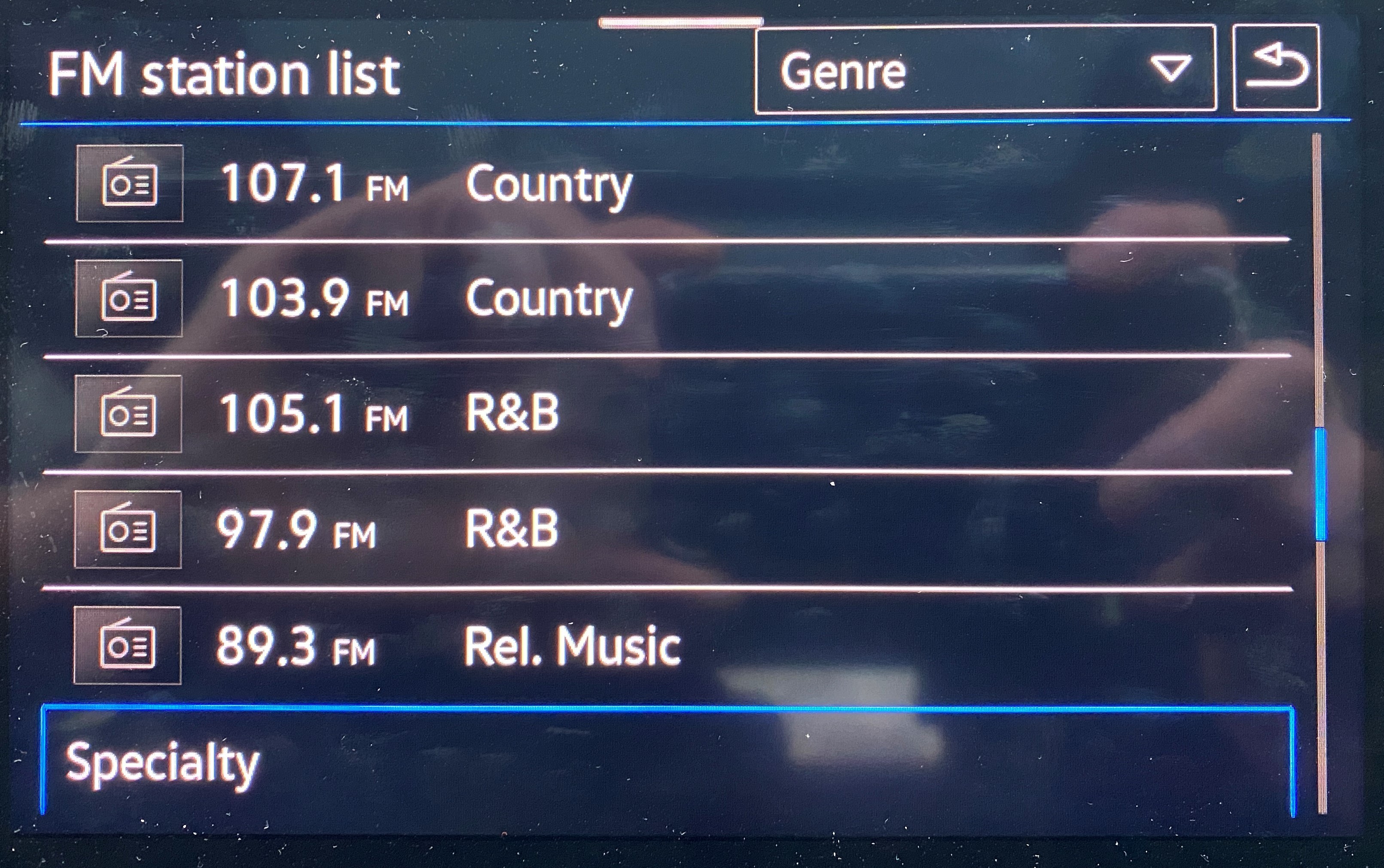 Radio Genre Display with VCDS