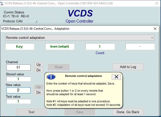 Golf 5 Key Programming VCDS