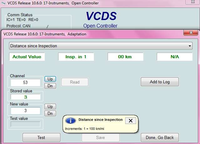 VCDS Reading Parameters Interface