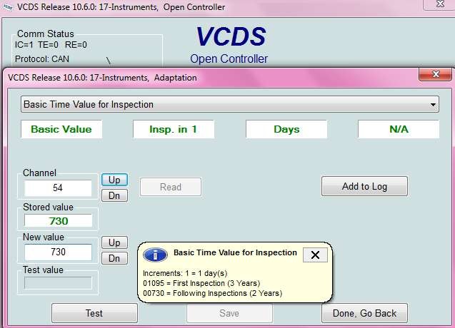 VCDS Value Input Screen