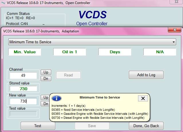 VCDS Adaptation Interface