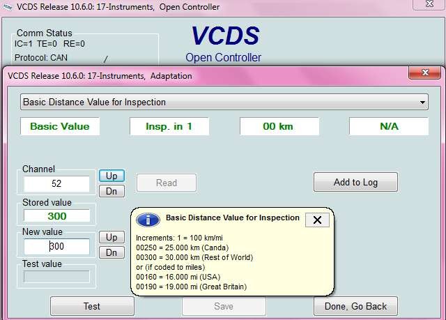 VCDS Diagnostic Parameters Screen