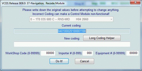Saving VCDS Coding Changes for RNS 510