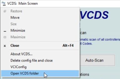 Opening VCDS Debug Folder
